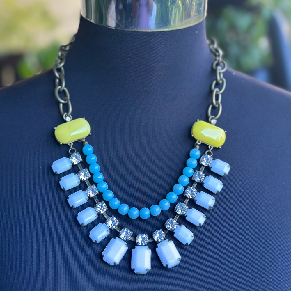 Radiant Blue and Gold Beaded Necklace